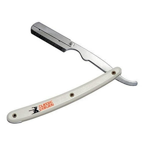 Classic Samurai Stainless Steel Professional Barber Straight Edge Razor (WHITE)