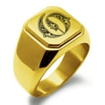 thumbnail image 1 of Stainless Steel Letter O Initial Royal Monogram Engraved Engraved Square Flat Top Biker Style Polished Signet Ring, 1 of 1
