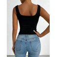 thumbnail image 6 of Women'S Summer Sleeveless Square Neck Tank Top Ruched Slim Fit Basic Vest Tops, 6 of 9