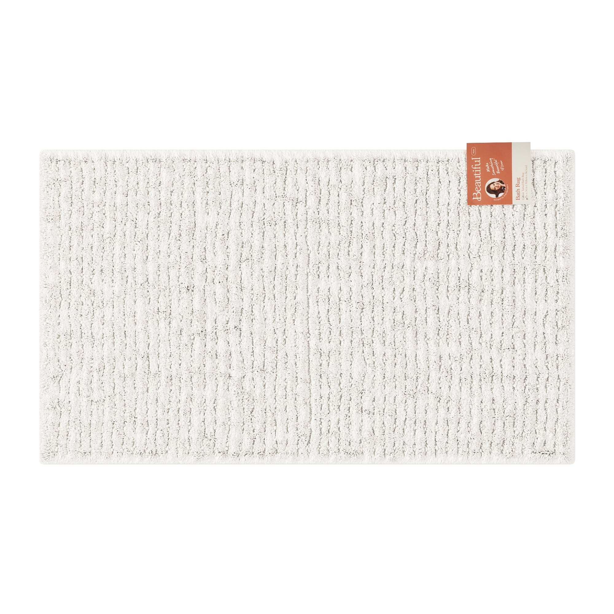 Beautiful Cotton Bath Rug by Drew Barrymore, Off White, 20x34"