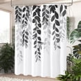 thumbnail image 6 of Black Eucalyptus Shower Curtain for Bathroom, Watercolor Leaves on The Top Plant Shower Curtain Black and White Botanical Decorative Fabric Shower Curtain Set with Hooks 72x72, 6 of 6