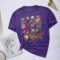 thumbnail image 2 of Blusas de Verano de las Mujeres Flor Impresa Cuello Redondo Manga Corta Superior, Verano Superior de las Mujeres, 2 of 4
