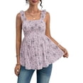 thumbnail image 2 of Women'S Maternity Tank Tops Floral Babydoll Top Square Neck Smocked Peplum Blouse Shirts S, 2 of 8