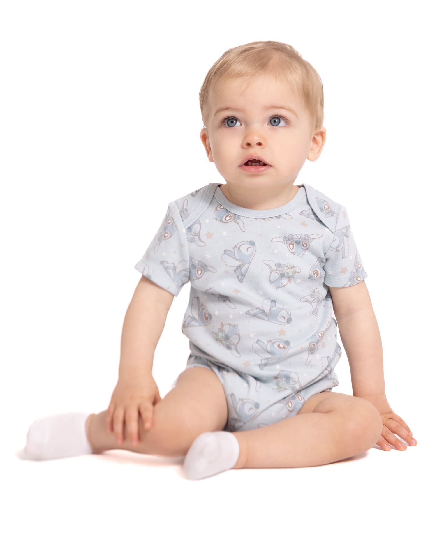 Disney Baby Wishes + Dreams Stitch Bodysuits with Short Sleeves, 3-Pack, Sizes Newborn-18M