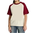 thumbnail image 2 of VgaVtl T Shirts for Women Plus Size Cotton Short Sleeve Womens Tops Raglan Casual Plain Active Fit Pull on Fitness Shirts,Red XXL, 2 of 4
