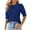 Blue, variant on Summer Akafmk 3/4 Sleeve Shirts for Women,Summer Womens Smocked Cuffs Tunic Tops,Fashion Casual 1/2 Sleeve Half Sleeve Solid Fold Round Neck Button Ladies Top Blouse