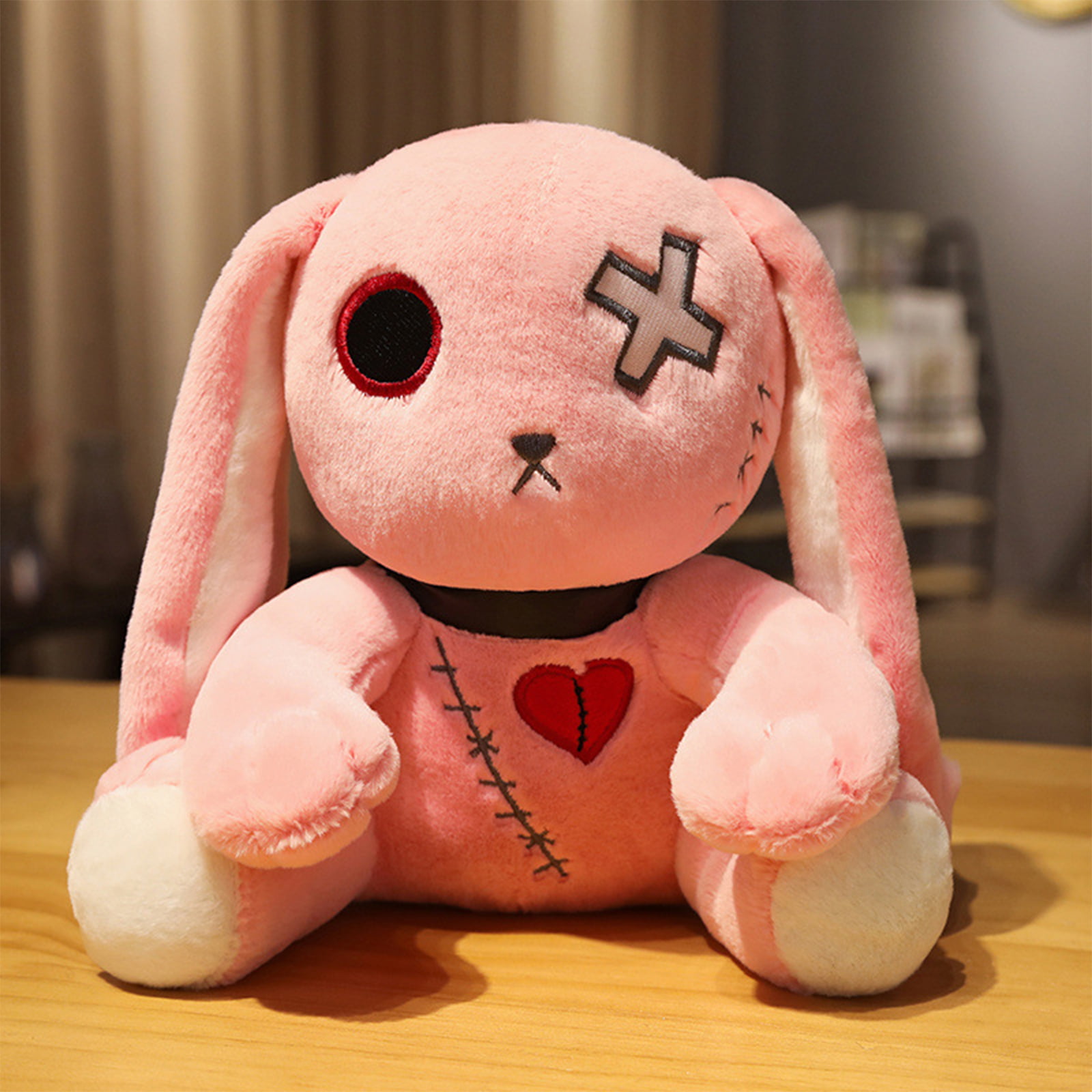 Dark Devil Black Rabbit Plush Toy Cross Eyes Punk Lolita Pink 
