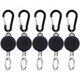 thumbnail image 1 of 5pcs Retractable Keychain Badge Holder Reel Clip ID Badge Holder with Steel Rope, Black, 1 of 7
