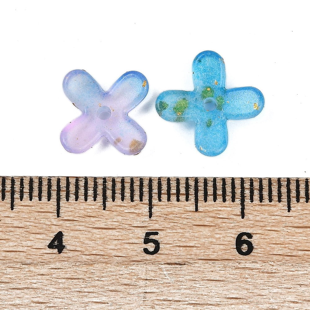 Metal Enlaced Acrylic Bead Caps Flower Dodger Blue 11.5x11.5x3mm Hole: 1.5mm about 3846pcs/500g