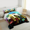 thumbnail image 3 of jejeloiu Modern City Buliding Bedding Comforter Set,Colorful Architecture Twin Comforter Sets,Yellow Blue Black Bedding Set,Luxury Bedroom Decor Reversible,2 Pieces, 3 of 8