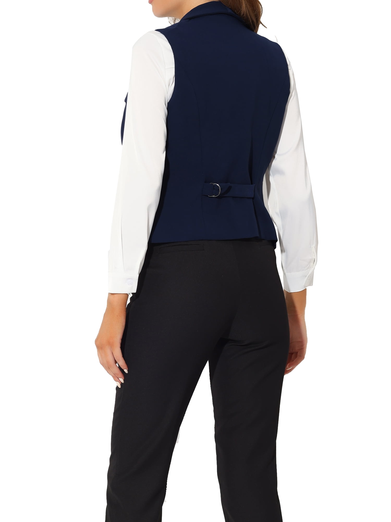 Unique Bargains Women's Elegant Waistcoat Double Breasted Shawl Lapel Suit Vest