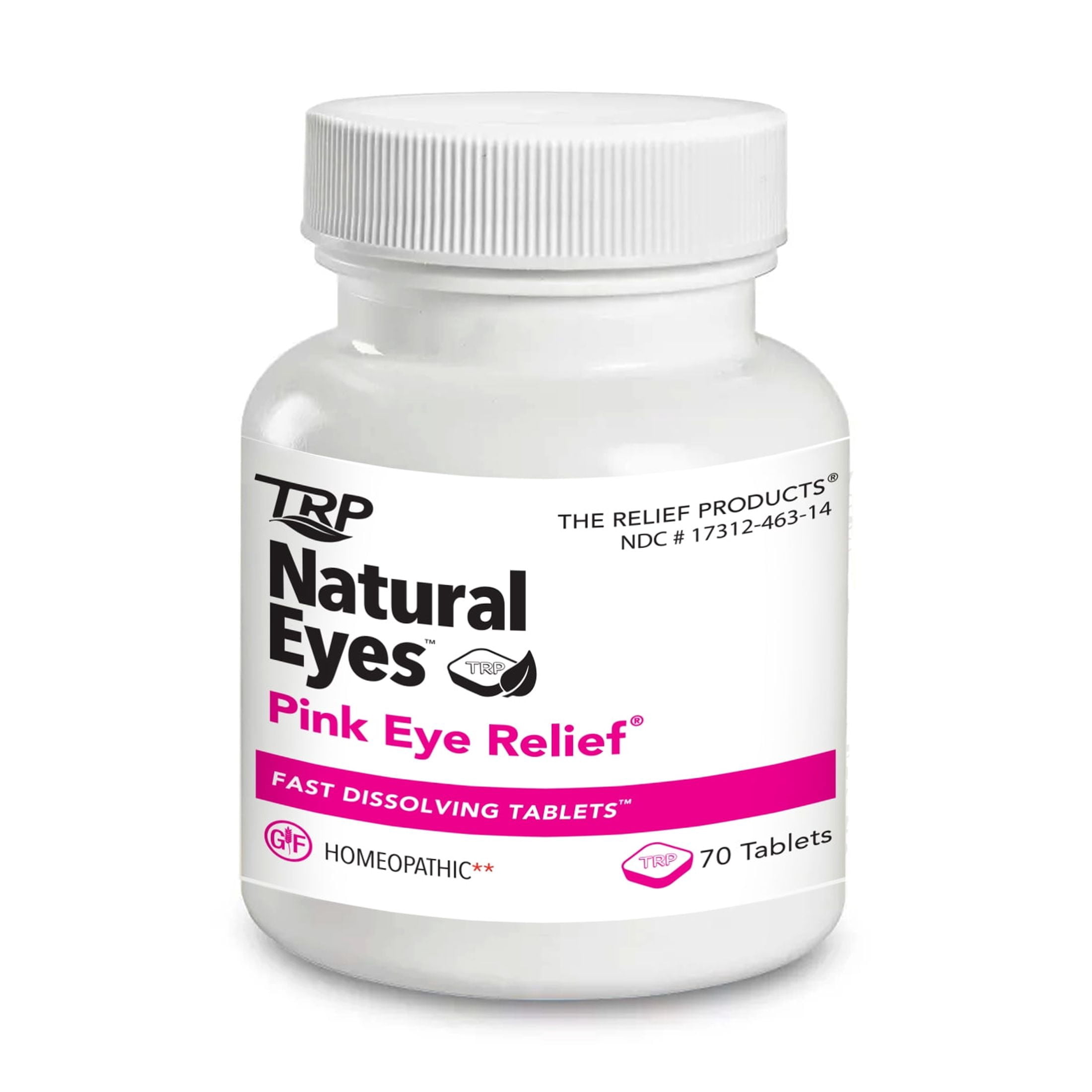 The Relief Products, Natural Eyes, Pink Eye Relief, Fast Dissolving Tablets,  70 Ct