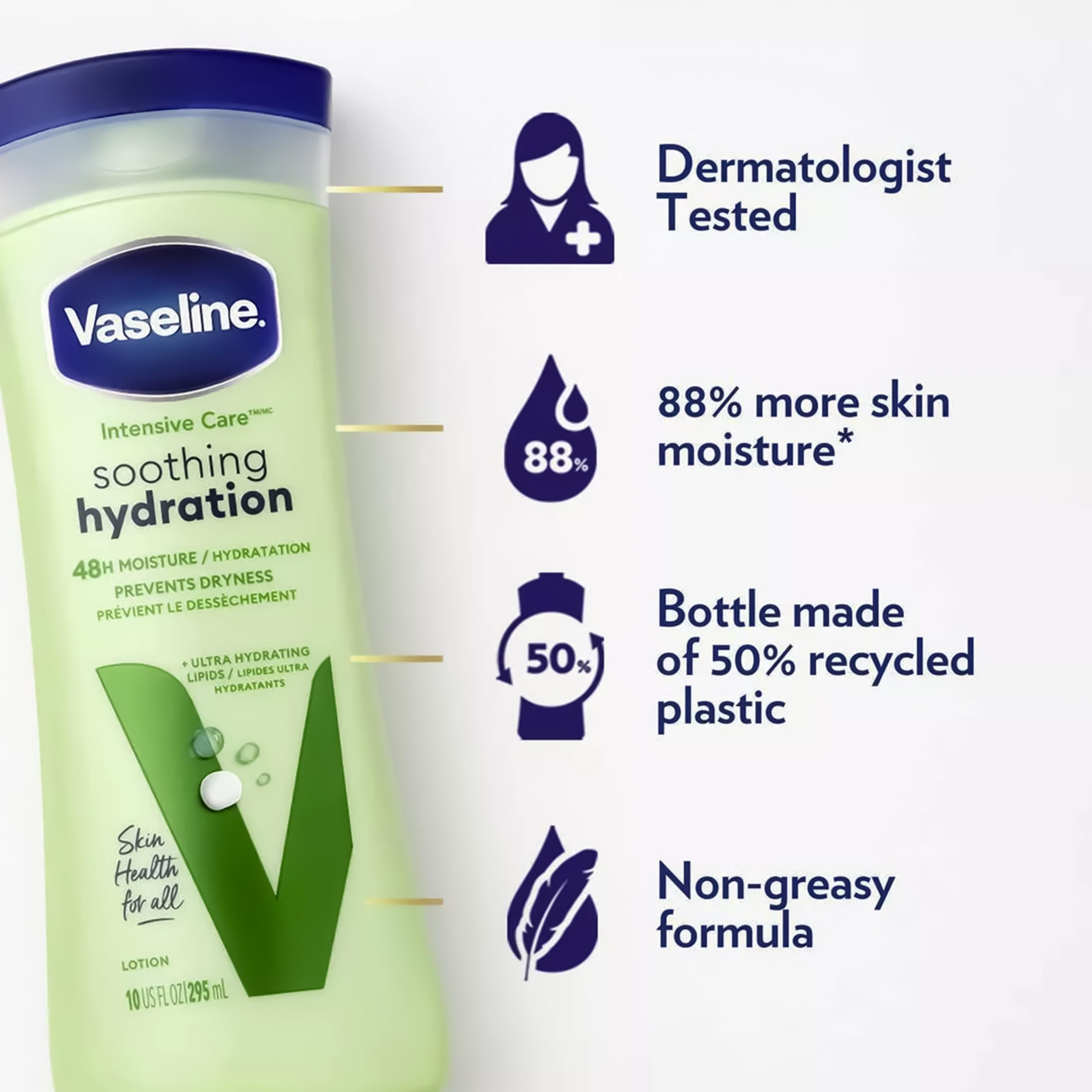 Vaseline Intensive Care Body Lotion, Aloe Soothe, Pack of 6, (13.53 Oz / 400ml Each)