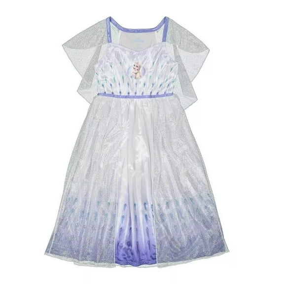 Frozen Elsa Toddler Girl's Satin and Tulle Shimmery Fantasy Nightgown, Size 4T