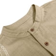 thumbnail image 6 of Men's Vintage Print Henley Shirts Half Button Neck Short Sleeve Linen Pullover Casual Summer Vacation T-shirt, 6 of 7