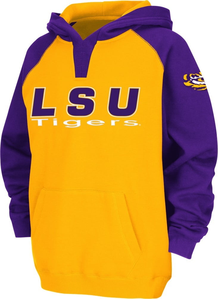 Youth LSU Tigers Louisiana State Hoodie Raglan Fleece Jacket by Colosseum