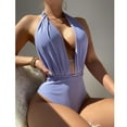 thumbnail image 5 of Edvintorg Sexy One Piece Swimsuit For Women Purple V-Neck Backless Tether Halter High Waisted Swimsuit Tummy Control Bathing Suits, 5 of 5