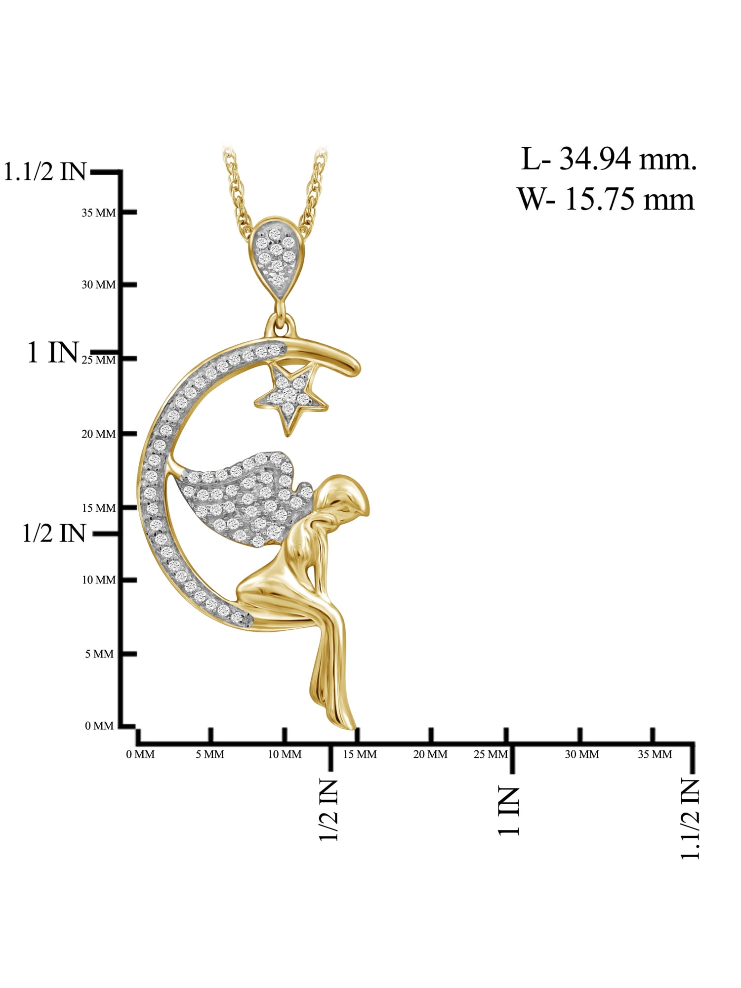 Silver Chain Necklace for Women – 14K Gold Plated Silver Angel Necklace with Sparkling Genuine 0.20 CTW White Diamonds – Chic, Stunning Silver Statement Necklace Gifts by JewelersClub
