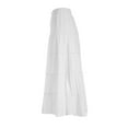 thumbnail image 3 of Faithtur Women's Tiered Long Skirts Drawstring Elastic Waist Solid Color Ruched Midi Skirts Side Split Skirts, 3 of 9