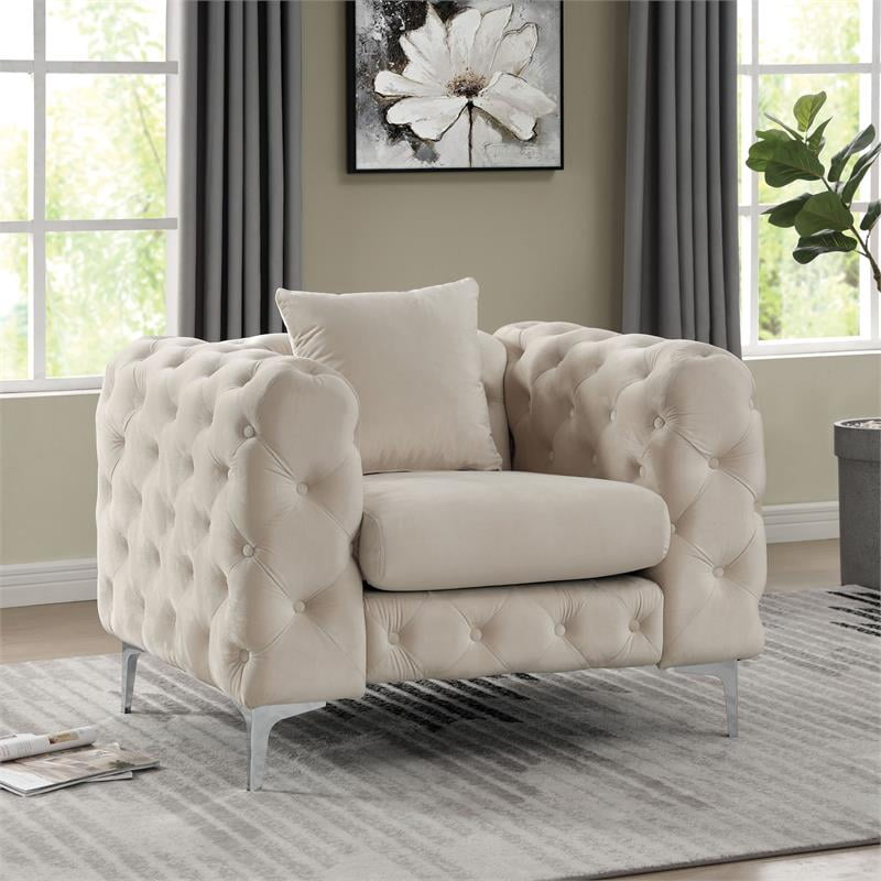 Furniture of America Mayir Contemporary Fabric Tufted Chair in Beige