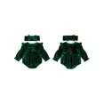 thumbnail image 2 of Cenuakty Baby Girl Christmas Outfit Long Sleeve Velvet Ruffle Romper and Headband, 2 of 9