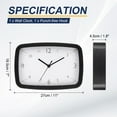 thumbnail image 2 of Reloj de pared rectangular Uxcell de 11 pulgadas, silencioso y sin tictac, reloj de cuarzo a pilas, decoración, negro, 2 of 7