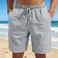 thumbnail image 2 of FINALGANG Mens Solid Color Elastic Waist Drawstring Shorts With Large Patch Pockets Relaxed Fit Quick Dry Lightweight For Fathers Day Gift Summer Daily Casual Wear Stylish Bottoms, 2 of 5