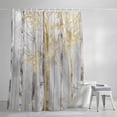 thumbnail image 3 of Grey Golden Forest Tree Branches Shower Curtain for Bathroom, Abstract Oil Painting Style Waterproof Shower Curtains Washable Quick Dry with Hooks Bathtub Curtains 36x72IN, 3 of 9