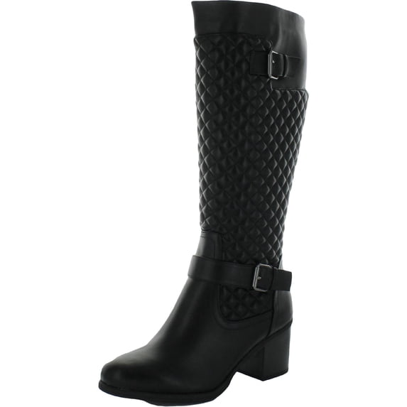 White Mountain Womens Damask Faux Leather Quilted Knee-High Boots