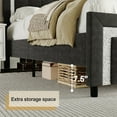 thumbnail image 5 of 4 EVER WINNER King Bed Frame, Velvet Upholstered Bed Frame with Diamond Headboard, Black King Size Bed Frame, Black, 5 of 8
