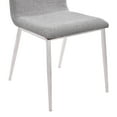thumbnail image 4 of French Dining Chairs Set of 2 - Grey Fabric Upholstery, Walnut Back, Stainless Steel Legs, 4 of 5