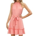 thumbnail image 1 of EQWLJWE Robes d'Été pour Femmes 2023 Mode Femmes Couleur Unie Ceinturée Robe Confortable Col Rond Robes Maxi pour Femmes 2023, 1 of 5