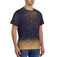 thumbnail image 4 of Yiaed Gold Black Glitter Print Mens Short Sleeve Tight Fit T-Shirt, Crewneck Casual Tee-X-Large, 4 of 5