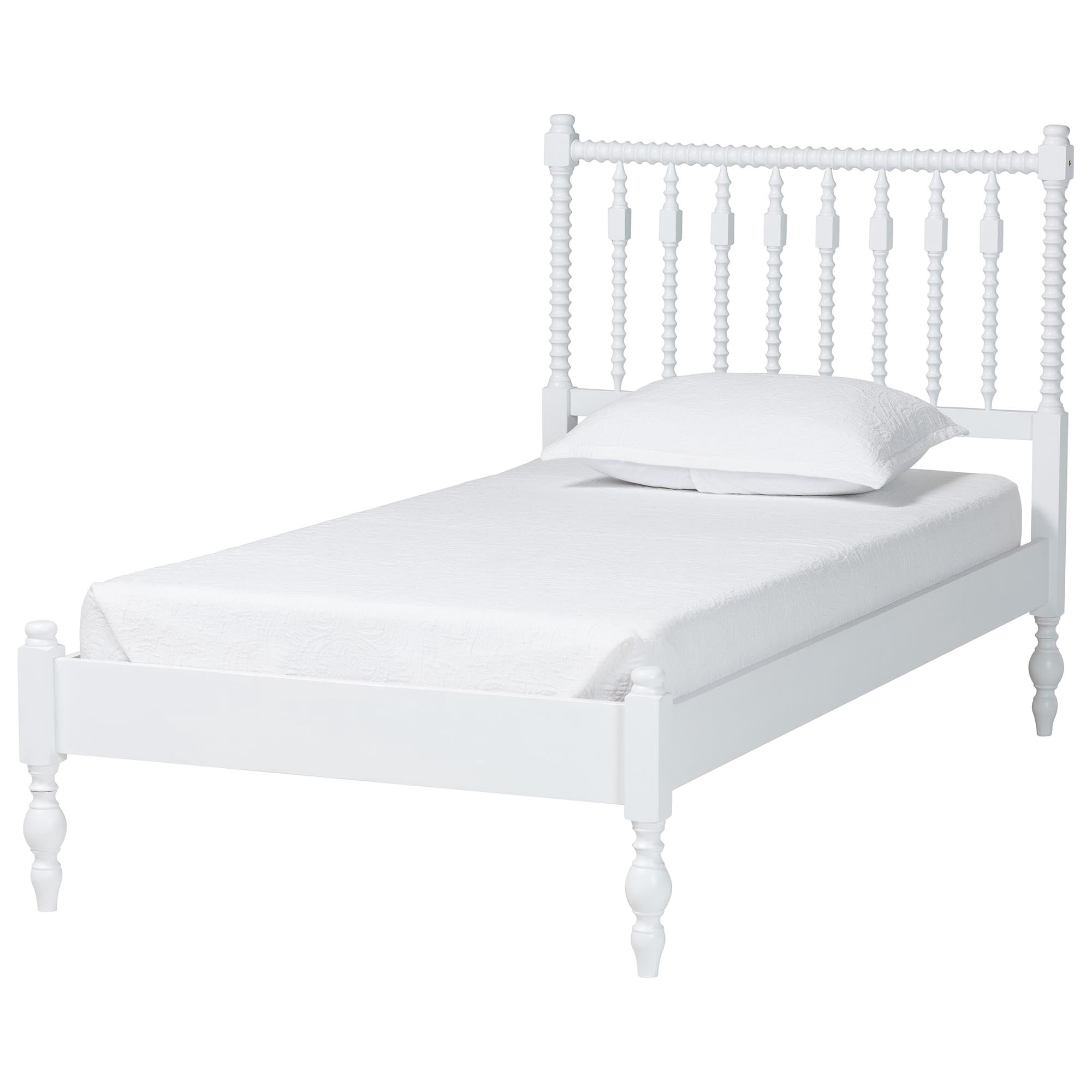 Baxton Studio Callison Farmhouse Bedroom Set, Twin, 5-Piece, White