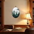 thumbnail image 4 of Canvas Wall Art Fog Forest Foggy Forest Tall Pine Trees Mystic Atmosphere Layered Oval Framed Canvas Prints Vintage Wall Hanging Decor for Home Office Decorations 8.6"x11.4", 4 of 7