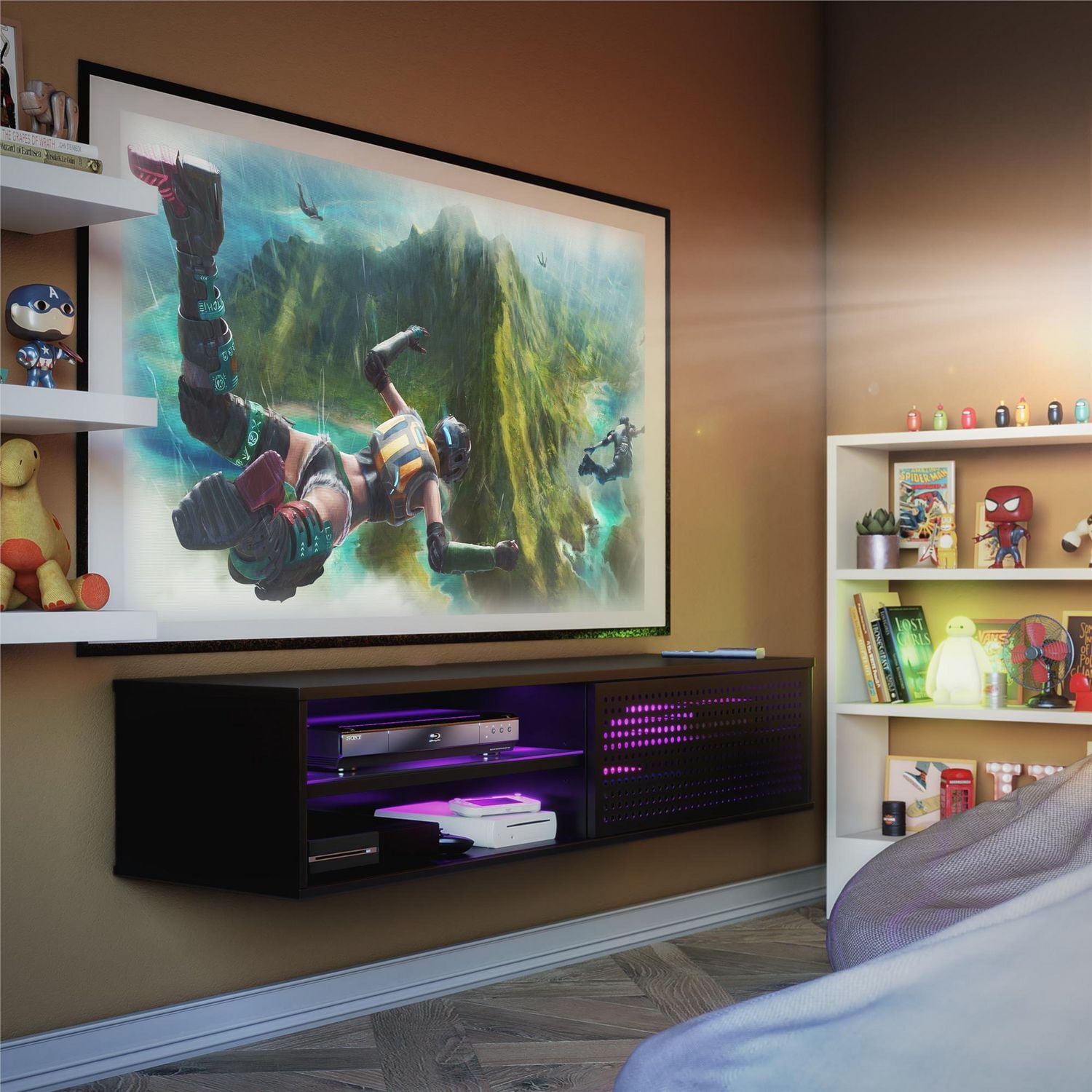 Ntense Glitch Floating TV Stand for TVs up to 60" , White