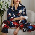 thumbnail image 6 of Uemuo Red Blue White Stars Pattern Womens Pajama Sets,PJ Set for Women,Pajamas for Women Logo,Long Sleeve Pajama Set for Women,Soft Long Sleeve Top With Pants-Small, 6 of 9