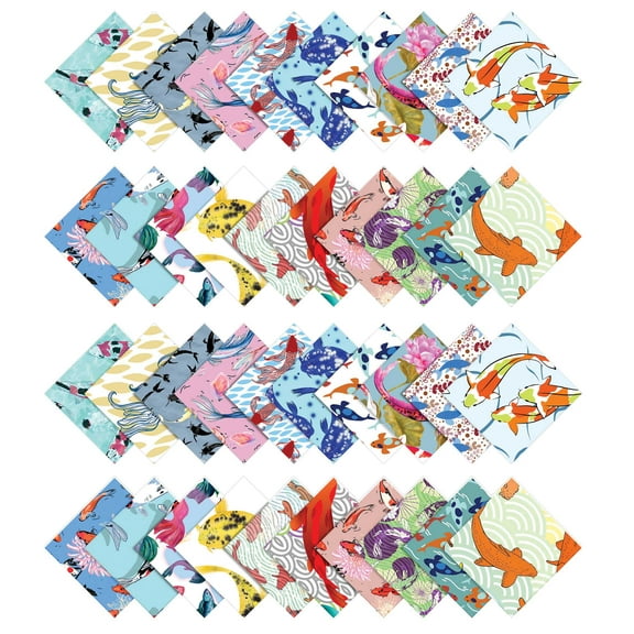 Soimoi Japanese Print Precut 5-inch Cotton Fabric Quilting Squares Charm Pack DIY Patchwork Sewing Craft-Multicolor2