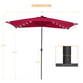 thumbnail image 2 of ACEGOSES 10x 6.5ft LED Solar Outdoor Patio Rectangle Table Umbrellas with Non-Fading Canopy for Garden and Yard,Red, 2 of 9