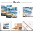 thumbnail image 4 of Beach Canvas Wall Art for Home Decor Bathroom Decor Blue Beach Picture Ocean Theme Anchor Canvas Print Modern Coastal Seascape Painting Framed Seaside Artwork Floral Daisy for Home Room 14x14inch, 4 of 6