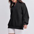 thumbnail image 6 of Long Sleeve Tops For Women Dressy Casual,Womens Quarter Zipper Sweatshirts Pullover Stand Colloar V Neck T Shirts Casual Long Sleeve Solid Color Casual Tops,Going Out Tops For Women Sexy Y2K, 6 of 7