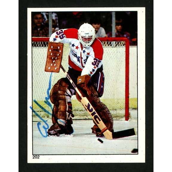 Al Jensen Autographed 1983-84 O-Pee-Chee Sticker Card #202 Washington Capitals SKU #153602
