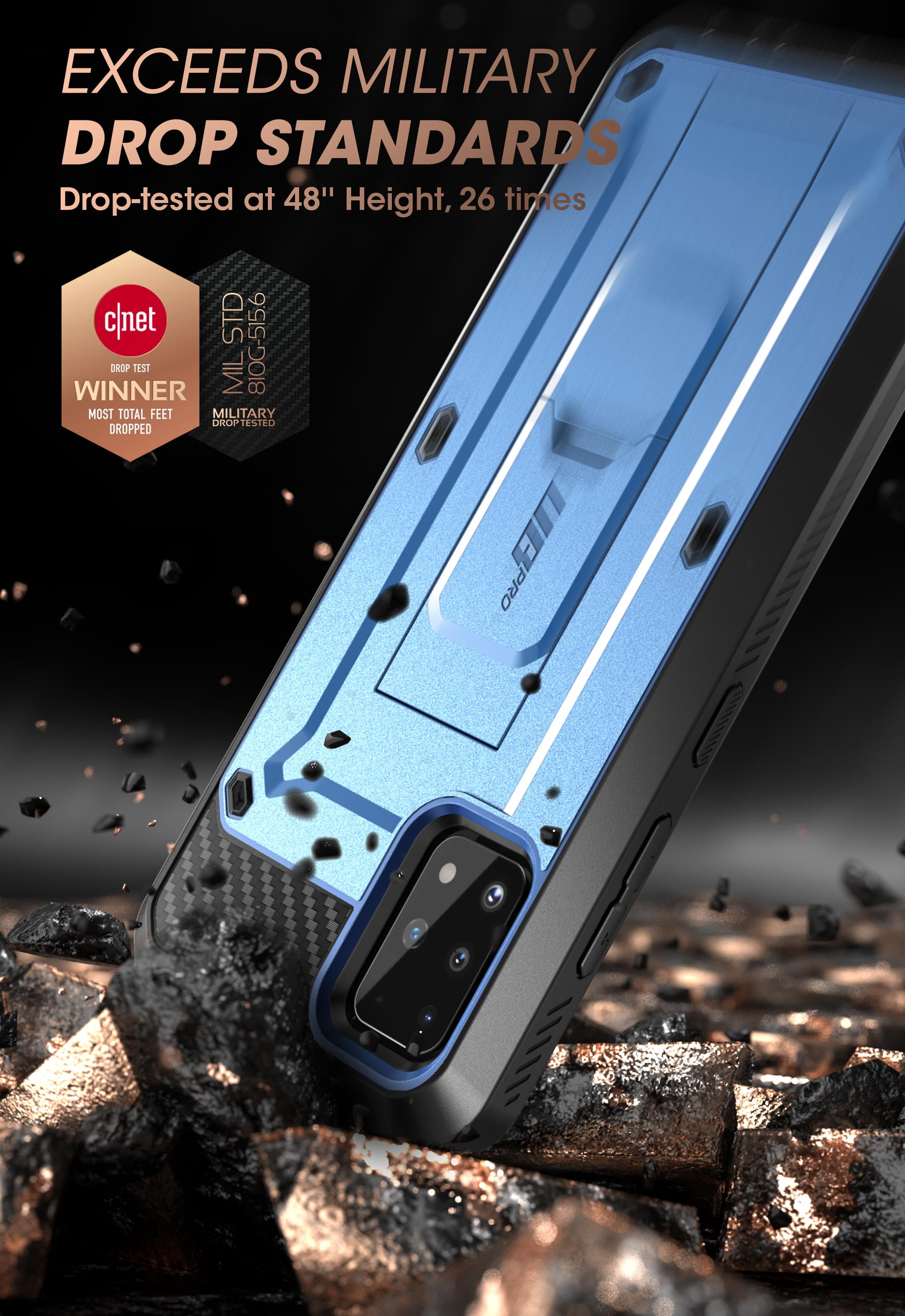 SUPCASE Unicorn Beetle Pro Series Designed for Samsung Galaxy A51 Case (Not Fit A50), Full-Body Rugged Holster & Kickstand Case with Built-in Screen Protector (Blue)