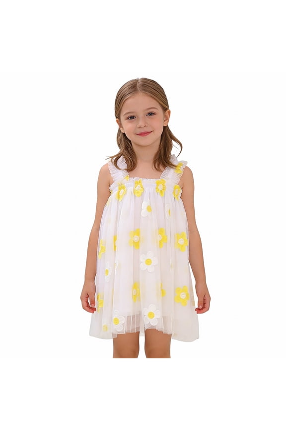 Girls Cute Tulle Overall Dress Summer Beach Sundres Teens Plain Pinafore Suspender Dresses Kids Spring Casual Loose Dance Short Dresses