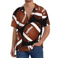 thumbnail image 3 of Wukai Brown Football On Black Men's Casual Short-Sleeve Button Down Shirt - Lightweight Summer Dress Shirt for Daily Wear-Small, 3 of 7