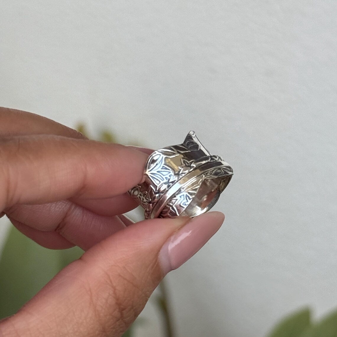 SS DESIGNS Fidget Spinner Ring Handmade Boho Style 925 Sterling Silver Anxiety Thumb Band for Stress Relief and Meditation Jewelry