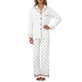 thumbnail image 2 of YMNXA Women Pajamas Set Long Sleeve Lapel Buttons Love Heart Print Tops And Pants Comfortable Soft Sleepwear For Daily Wear White L, 2 of 4
