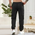 thumbnail image 6 of MELDVDIB Mens Cargo Pants Baggy Drawstring Elastic Waist Joggers Solid Color Stretch Outdoor Pants with Pockets Black M, 6 of 9