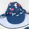 thumbnail image 5 of GYRATEDREAM Baby Boys Kids Swimsuit Toddlers UPF50+ One Piece Zipper Swimwear with Hat Rash Guard Surfing Suit for 3-4T Navy Blue, 5 of 8