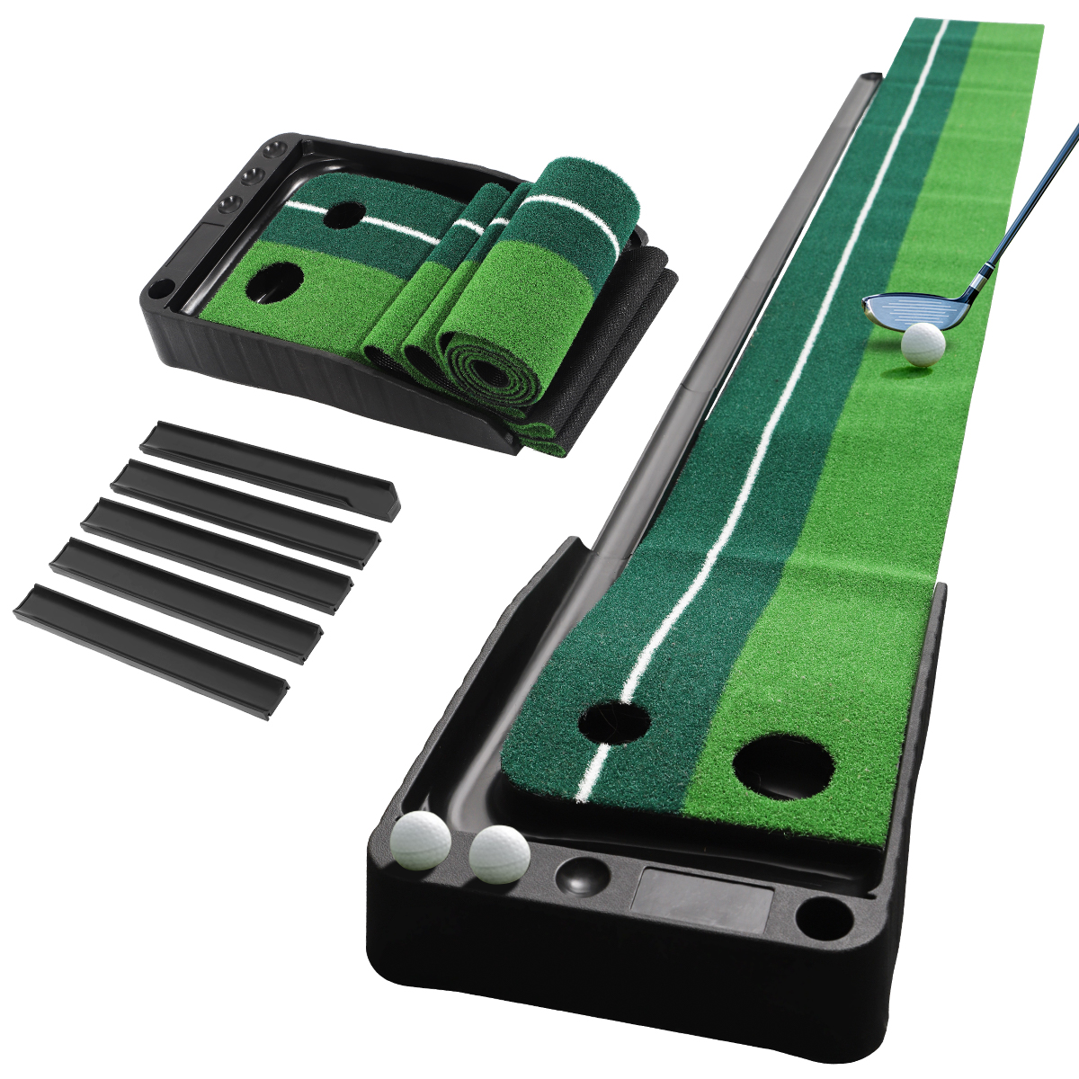 ZXMT 9.8Ft Golf Practice Putting Mat 2in1 Indoor Golf Swing Trainers